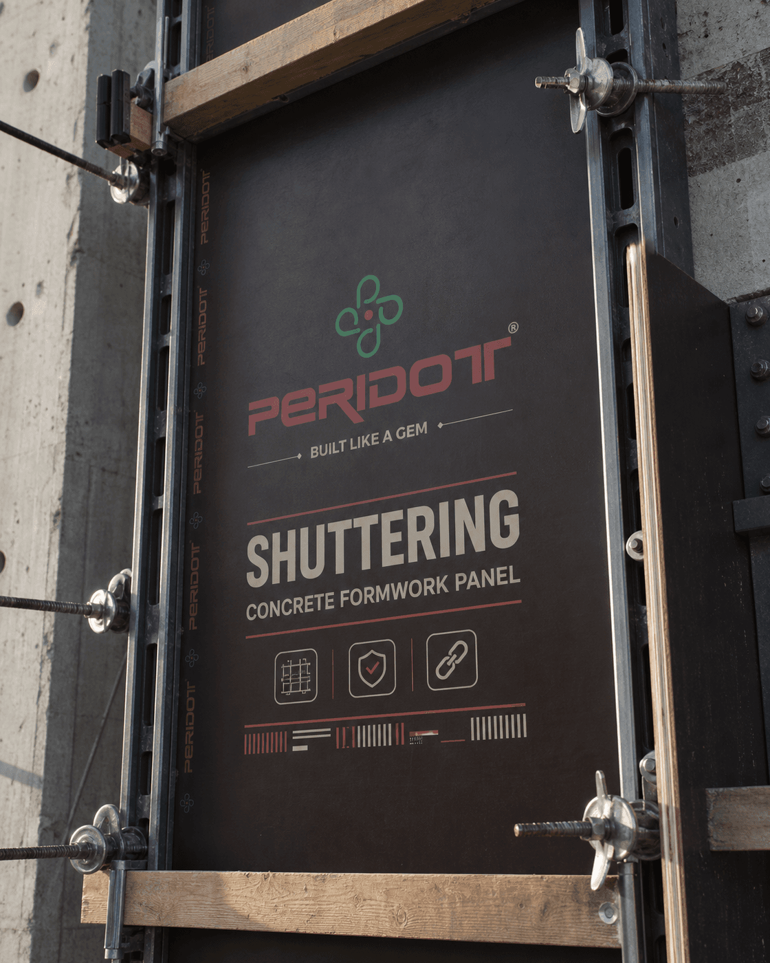 Peridot shuttering plywood installed in a concrete formwork system
